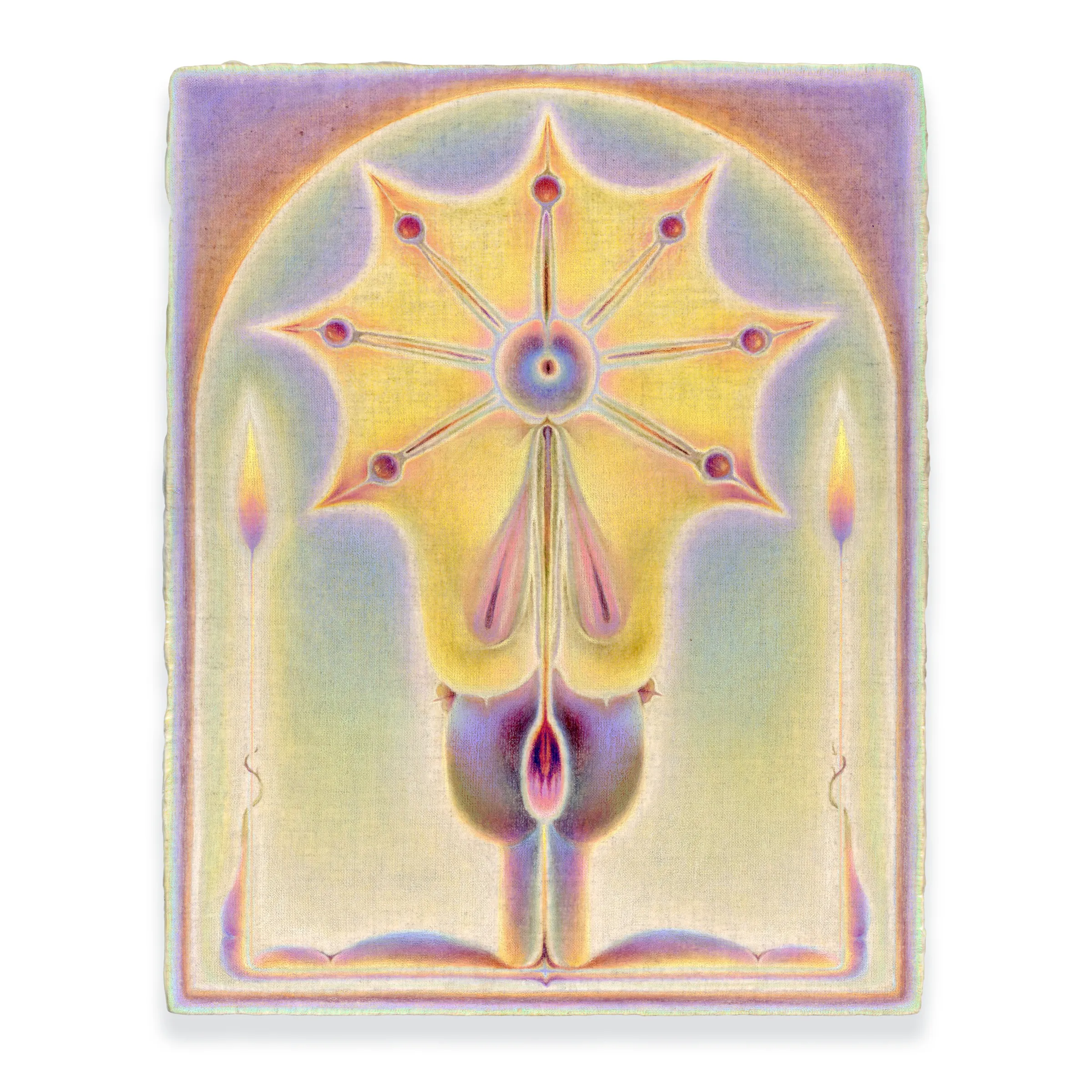 The First Day of The Lunar Month I, Oil and color pencil on linen over panel, 2025