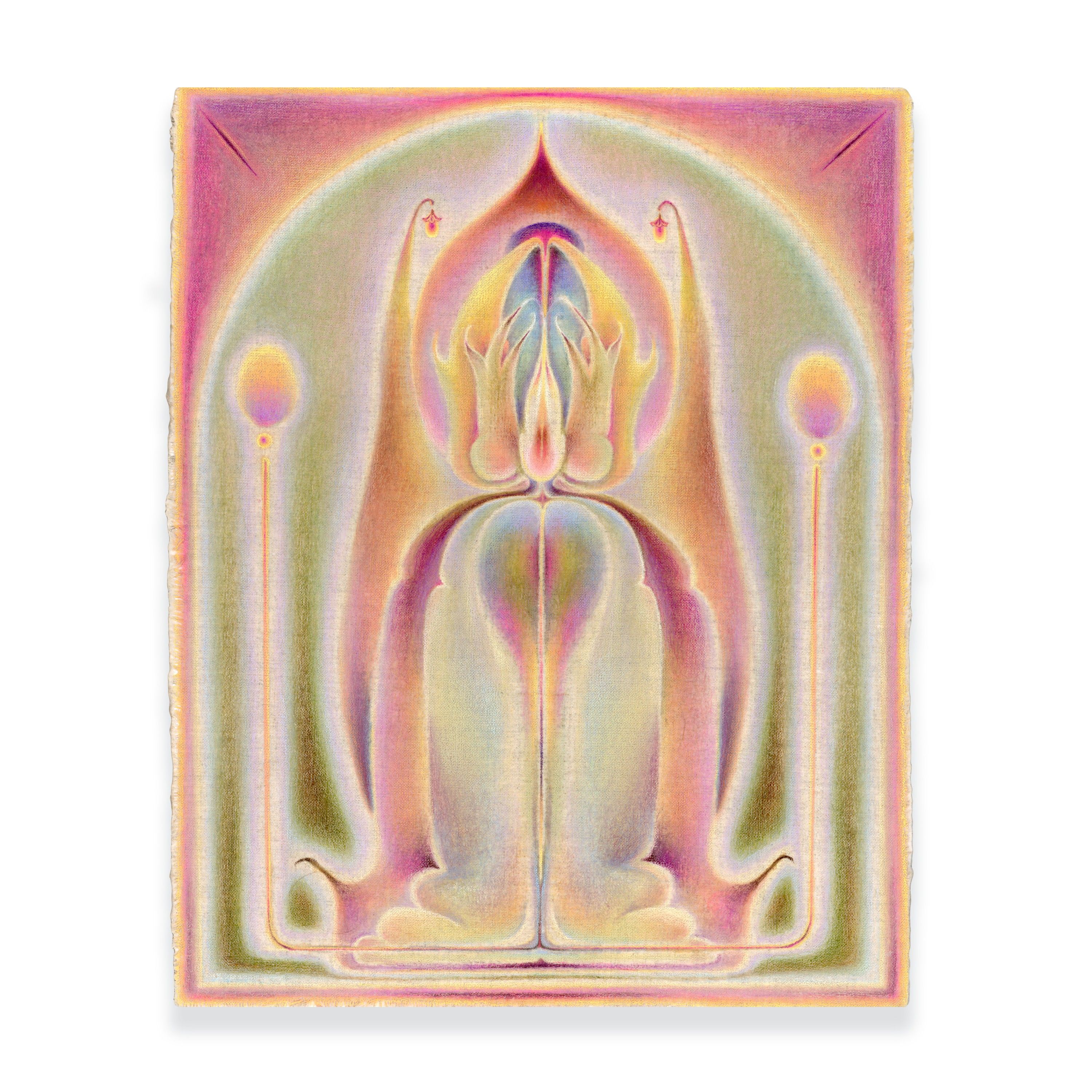 The First Day of The Lunar Month II, Oil and color pencil on linen over panel, 2025