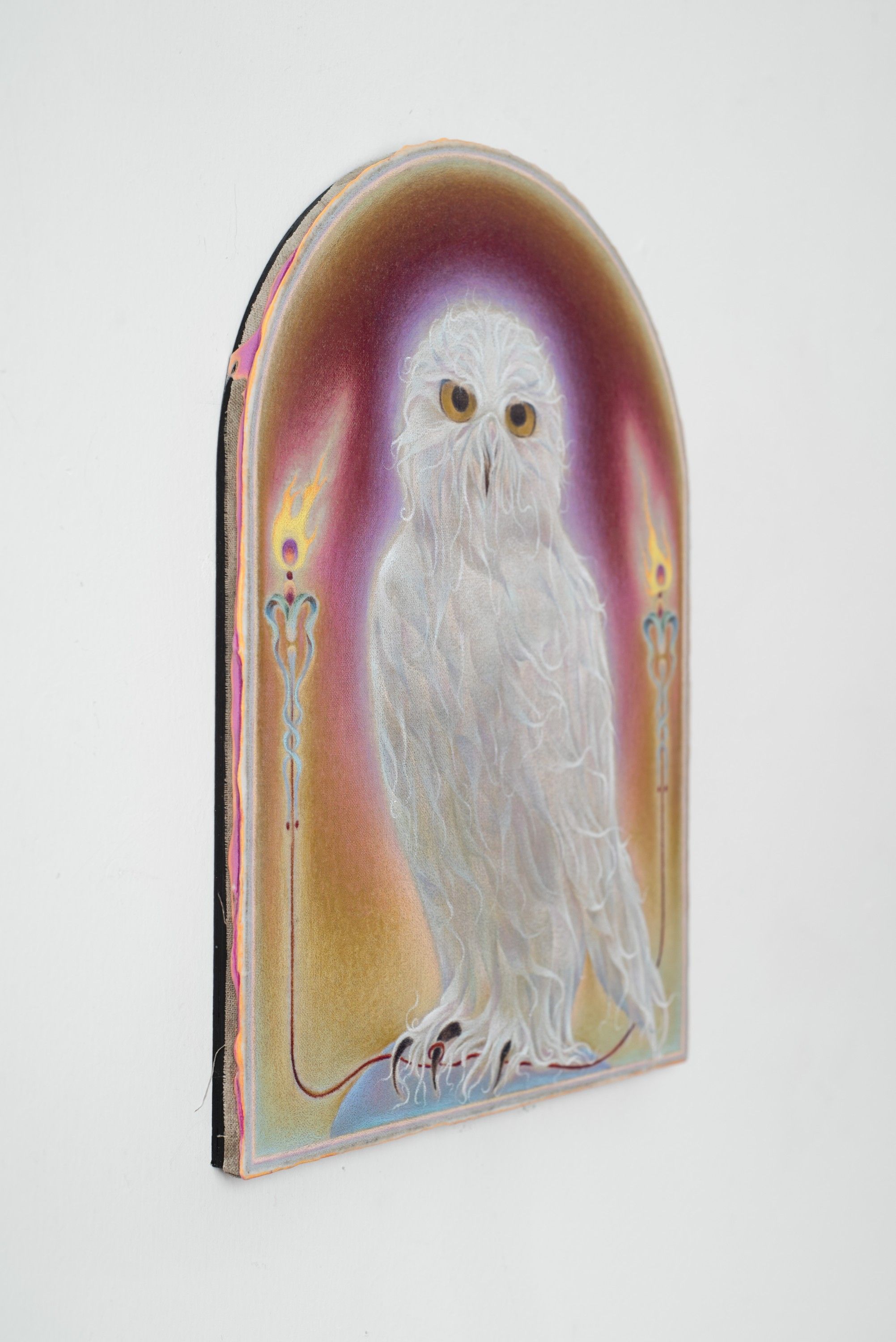 Visitor_detail, Oil and color pencil on linen over panel, 2026